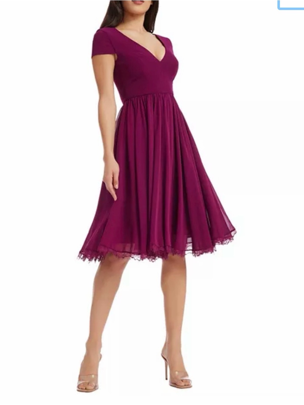 Dress the Population Corey Dress Dark Magenta Purple Midi Fit & Flare Size XL